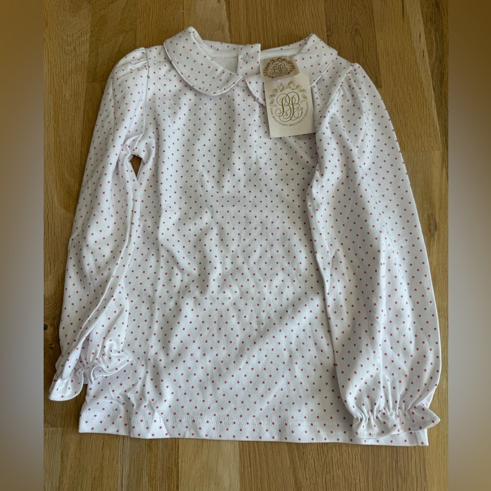 NWT The Beaufort Bonnet Company pink polka dot long sleeve 5T